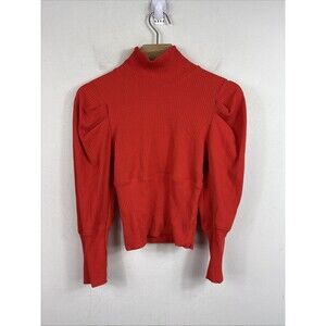 Free People Cropped Balloon Sleeve Cropped Turtleneck Sweater Red Women’s XS NWT
